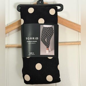 NWT torrid Black Leggings with Cream Polka Dot Print